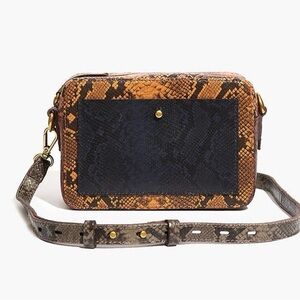 Madewell Snake-Print Crossbody in Brown and Black